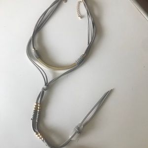 Leather rope gold detail quartz crystal charms